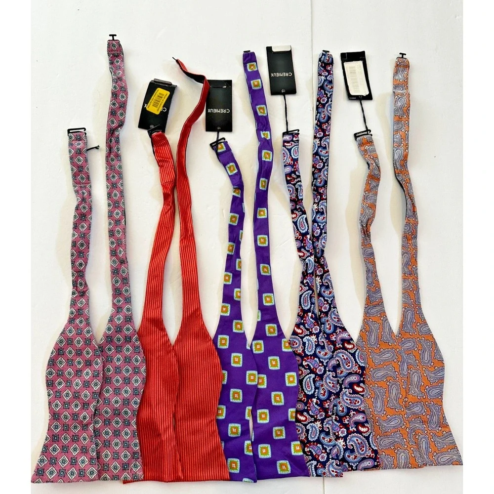 Cremieux Bow Tie 100% Silk Geometric Paisley Lot 4 Pink Purple Orange NEW